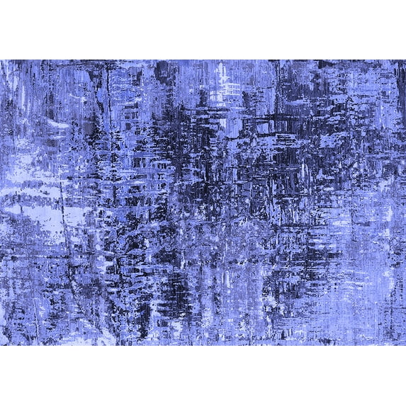 Ahgly Company Machine Washable Indoor Rectangle Oriental Blue Industrial Area Rugs, 5' x 7'