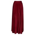thumbnail image 4 of Elastic Waist Skirts for Women Solid Color Flared Ankle Length Casual Skirt Polyester Summer, 4 of 8