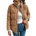 thumbnail image 2 of Lmueinov Womens Corduroy Puffer Jacket Outdoor Stand Collar Button Down Quilted Coats Fall Winter Casual Warm Outerwear Coat with Pockets, 2 of 5
