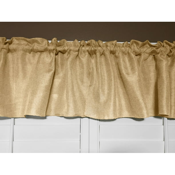 Faux Burlap Window Valance 58 Wide Light Gold Walmart Com Walmart Com
