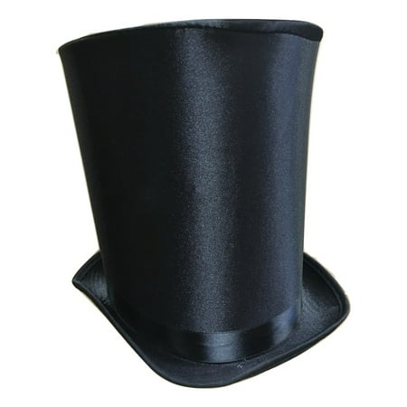 Tall Black Satin Top Hat Caroler Dickens Steampunk Victorian Ringmaster Costume