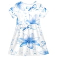 thumbnail image 2 of Girls Short Sleeve A-Line Dress Blue Pastel Flowers Play Dress Sizes 3T, 2 of 8