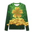 thumbnail image 3 of Auroural Girls Clothes Size 10 12 Girls Tops Size 10-12 Long Sleeve Graphic Children's St. Patrick Print Long Sleeved Round Neck Top Casual Pullover Base Shirt Yellow, 3 of 4