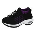 thumbnail image 7 of Tennis Shoes Womens Fashion Knitted Platform Sneakers Arch Support Orthopedic Walking Shoes Slip on Antislip Workout Athletic Shoes Purple Size 9.5, 7 of 7