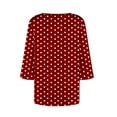thumbnail image 4 of Dasayo Ladies Tops and Blouses Business Casual Red Dressy 3/4 Sleeve Buttons Polka Dot Blouses Women Blouse L, 4 of 5