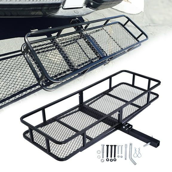 KOJEM Hitch Cargo Carrier Rack,550lbs,Fit for 2"x2" Hitch Receiver Van SUV Truck Trailer, Folding Rear Luggage Basket, Hitch Mount Cargo Rack