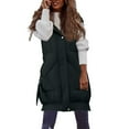 thumbnail image 2 of Qetyuw Gilet Long Matelassé Sans Manches à Capuche Fermeture Éclair Complète Veste Décontractée d'Hiver Surdimensionnée, 2 of 5
