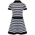 thumbnail image 4 of iiniim Striped Dress Halloween Costume V Neck Short Sleeve Kids Button Ruffled A-line Skirt White Black 10, 4 of 7