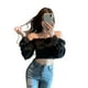 thumbnail image 1 of Camisa de mujer Blusa de manga larga con hombros descubiertos Top corto con vendaje sin espalda, Negro Vogacara AP001261-01B, 1 of 7