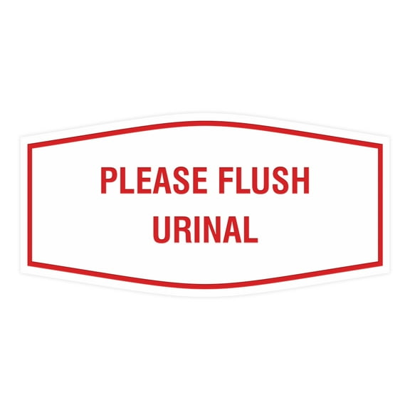 Fancy Please Flush Urinal Sign (White/Red) - Large