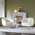 thumbnail image 3 of Yaheetech Channel Tufted Accent Chair with Gold Metal Legs, Set of 2,Ivory, 3 of 7