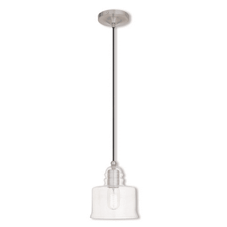 

Mini Pendants 1 Light With Clear Glass Brushed Nickel size 7 in 100 Watts - World of Crystal