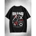 thumbnail image 1 of Camiseta informal con estampado de calavera y guitarra para hombre: cuello redondo y manga corta, perfecta para verano y deportes de ocio., 1 of 5
