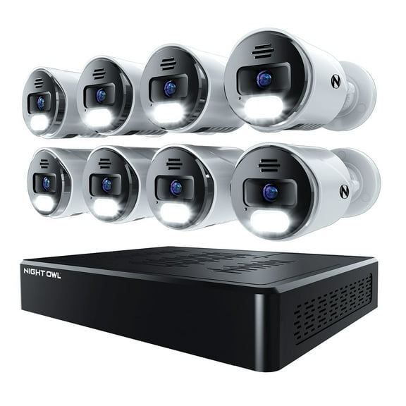 Night Owl Power over Ethernet 12 Channel NVR Security System with 2TB Hard Drive and 8 Wired IP 4K Deterrence Cameras