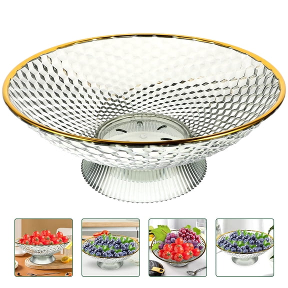 HAMPPLIES Green Fruit Draining Plate with Stable Base for Kitchen Counter and Dining Table Storage Organizer