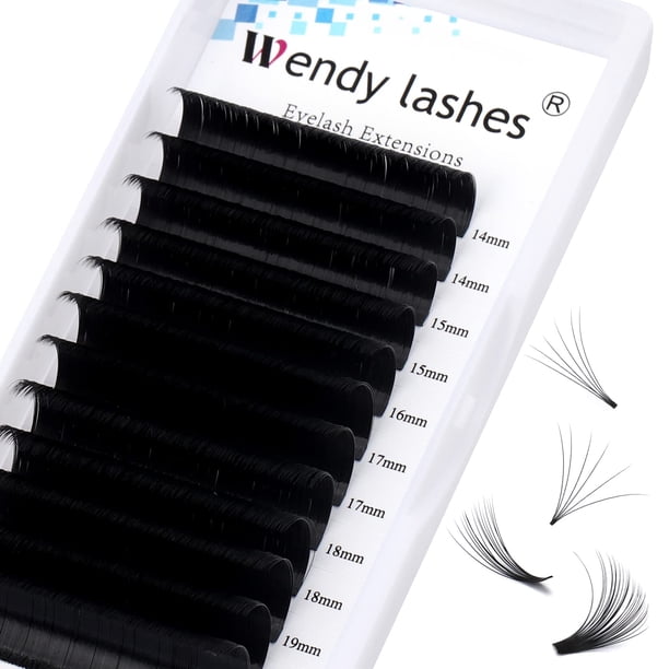 Wendy Lashes Extensiones de pestañas Easy Fan Lash Extensiones de pestañas con rizo D Extensión de pestañas con volumen Pestañas autoventiladoras rápidas Extensiones de pestañas de 0,07 de espesor Meg