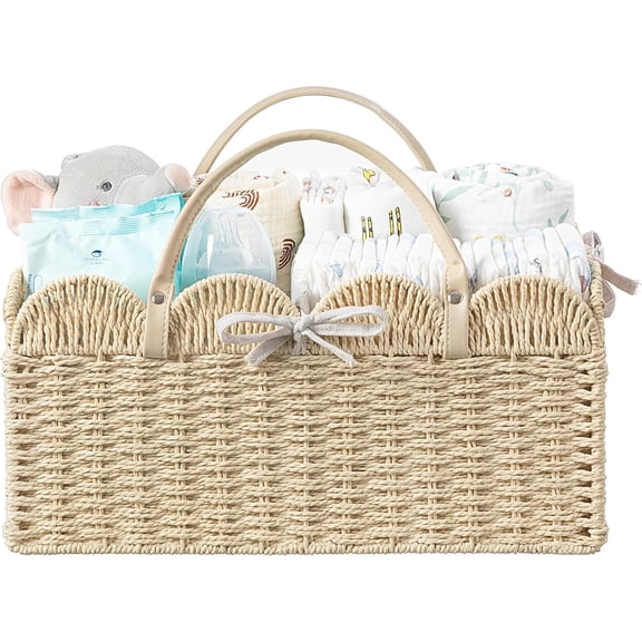 Baby Diaper Caddy Organizer, Paper Rope Nursery Storage Bin Baskets, Baby Shower Gifts