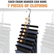 Asunby Metal Chain Hangers 10-Pack, Black – 7-Loop Retractable Closet Organizer