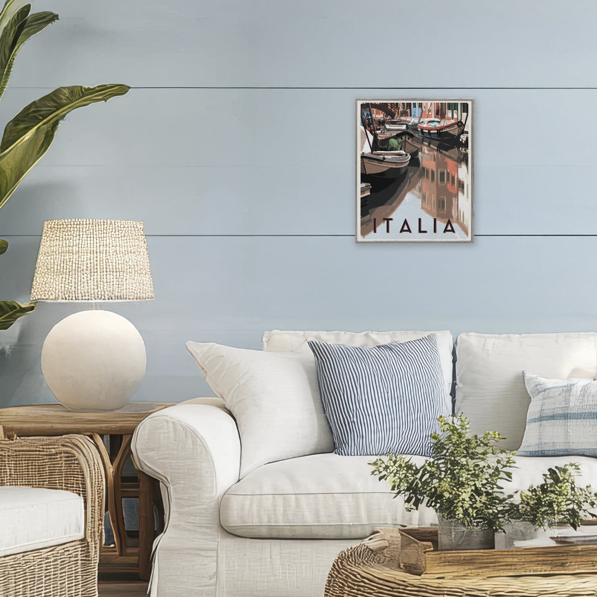 Stupell Industries Italia Canal Poster Gray Framed Giclee Art, design by Shelley Lake