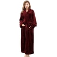 thumbnail image 1 of Womens Long Robe Soft Fleece Fluffy Plush Bathrobe Ladies Winter Warm Housecoat, 1 of 7