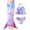 Pink and blue, variant on SANMIO Mermaid Tail Swimsuit For Girls 3Pcs Mermaid Bikini Bathing Suit For Swimming Kids Cute Bow Ruffles Tankini Set Swimwear For Girls 4-10 Years