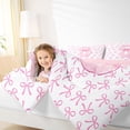 thumbnail image 4 of jejeloiu Pink Ribbon Bowknot Queen Comforter Set,Letter S Print Bedding Comforter Set For Girls Women Reversible 3pcs, 4 of 8