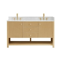 Altair-17 60" Double Bathroom Vanity in White Oak with Engineered Stone Countertop