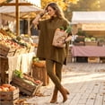 thumbnail image 5 of Szluipve 2 Piece Sets for Women 2 Piece Knit Loungewear Set Turtleneck Short Sleeve Oversized Tunic Top & Ribbed High Waist Leggings Casual Loose Fall Winter Outfit Suit Brown S, 5 of 7