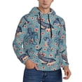 thumbnail image 2 of Pofeuu Underwater Animals and Flowers Print Mens Casual Hooded Collar Drawstring Hoodies Pullover Sweatshirts Casual Long Sleeve Shirts-Medium, 2 of 7