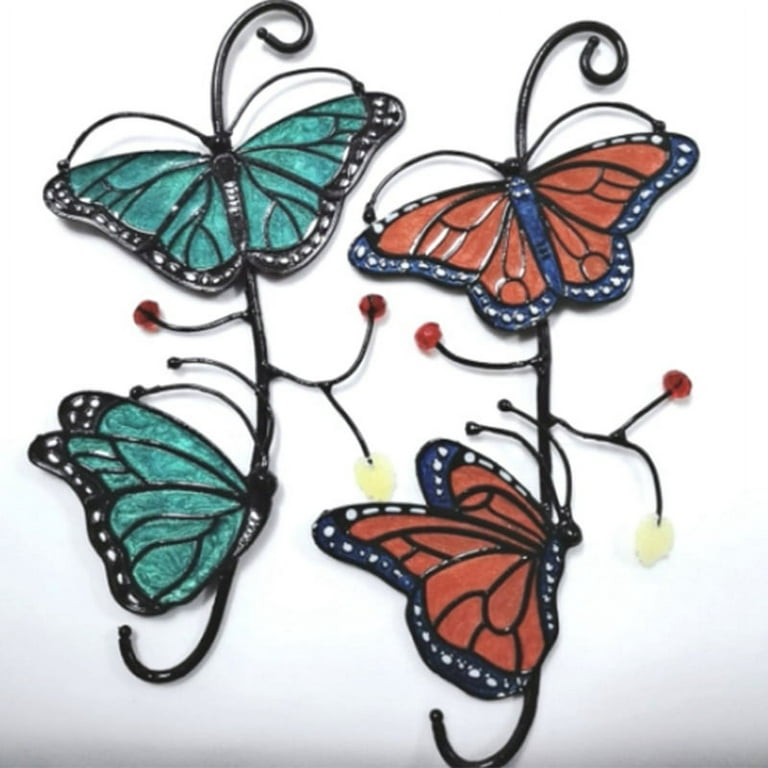 3D Metal Monarch Butterfly Wall Art, Stained Glass Hanging