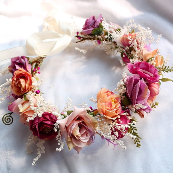 ETHZZLE Handmade Floral Wedding Bride Headdress, 1Pc Assorted Color Hair Accessory Wreath for Bridal Hair