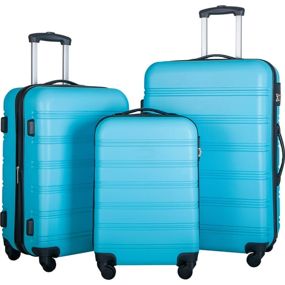 3 Piece Luggage Set Expandable Hardshell Carry on Luggage for Airplane Suitcase Set with Spinner Wheels and TSA Lock for Travel Trips Business, 20" 24" 28", Blue