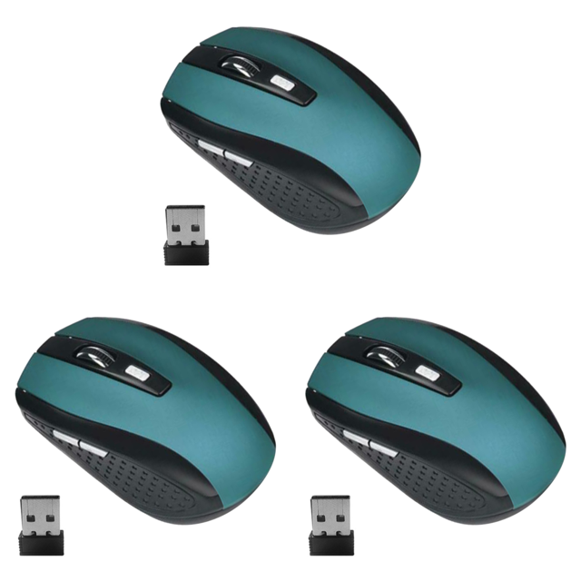 Ratón Óptico Inalámbrico 2.4GHz 6 Botones Receptor USB 2000 Ratones () Azul