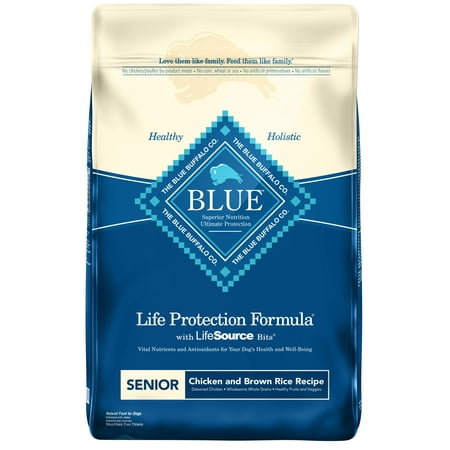 Blue Buffalo Life Protection Formula Natural Senior Dry Dog Food, Chicken and Brown Rice, (Best Dog Food For Dental Care)