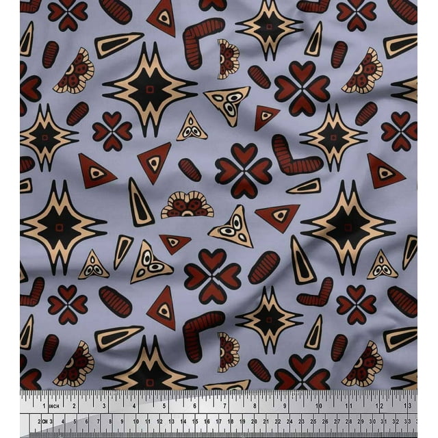 Soimoi Polyester Crepe Fabric Flower Artistic Decor Fabric Printed Yard 52 Inch Wide