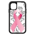 thumbnail image 1 of DistinctInk Custom SKIN / DECAL compatible with OtterBox Defender for iPhone 11 Pro (5.8" Screen) - Grey Damask Pink Ribbon - Breast Cancer Awareness, 1 of 5