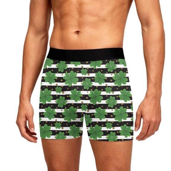 Dresfit St Patrick's Day Underwear For Men Clover Leaves Mens Boxer Briefs Comfort Soft Boxer Briefs Cyan XL
