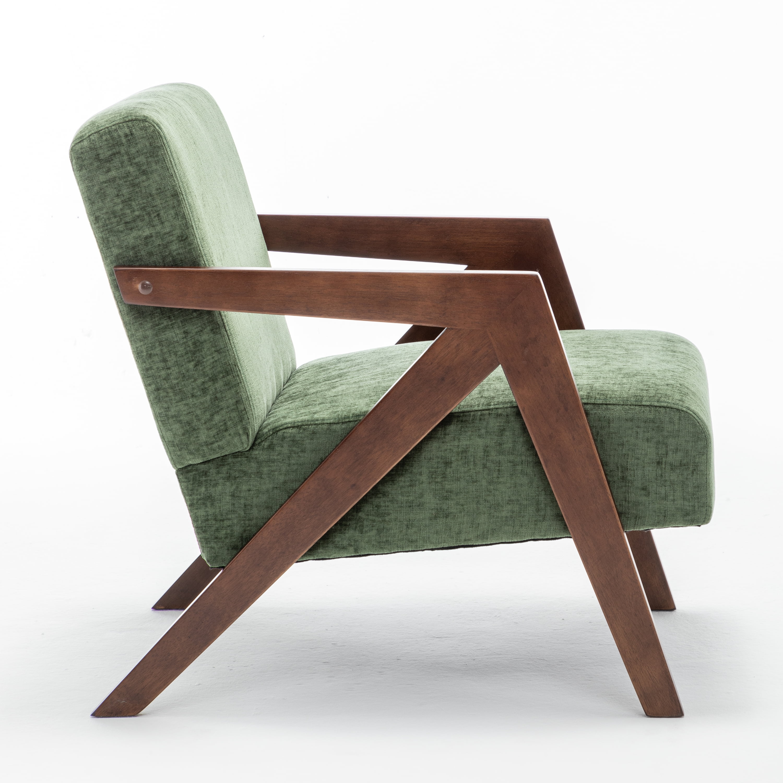 Leumius Mid Century Modern Accent Chair,Upholstered Reading Armchair with Solid Wood Frame,Accent Chair for Living Room Bedroom Apartment, Easy Assembly,Green