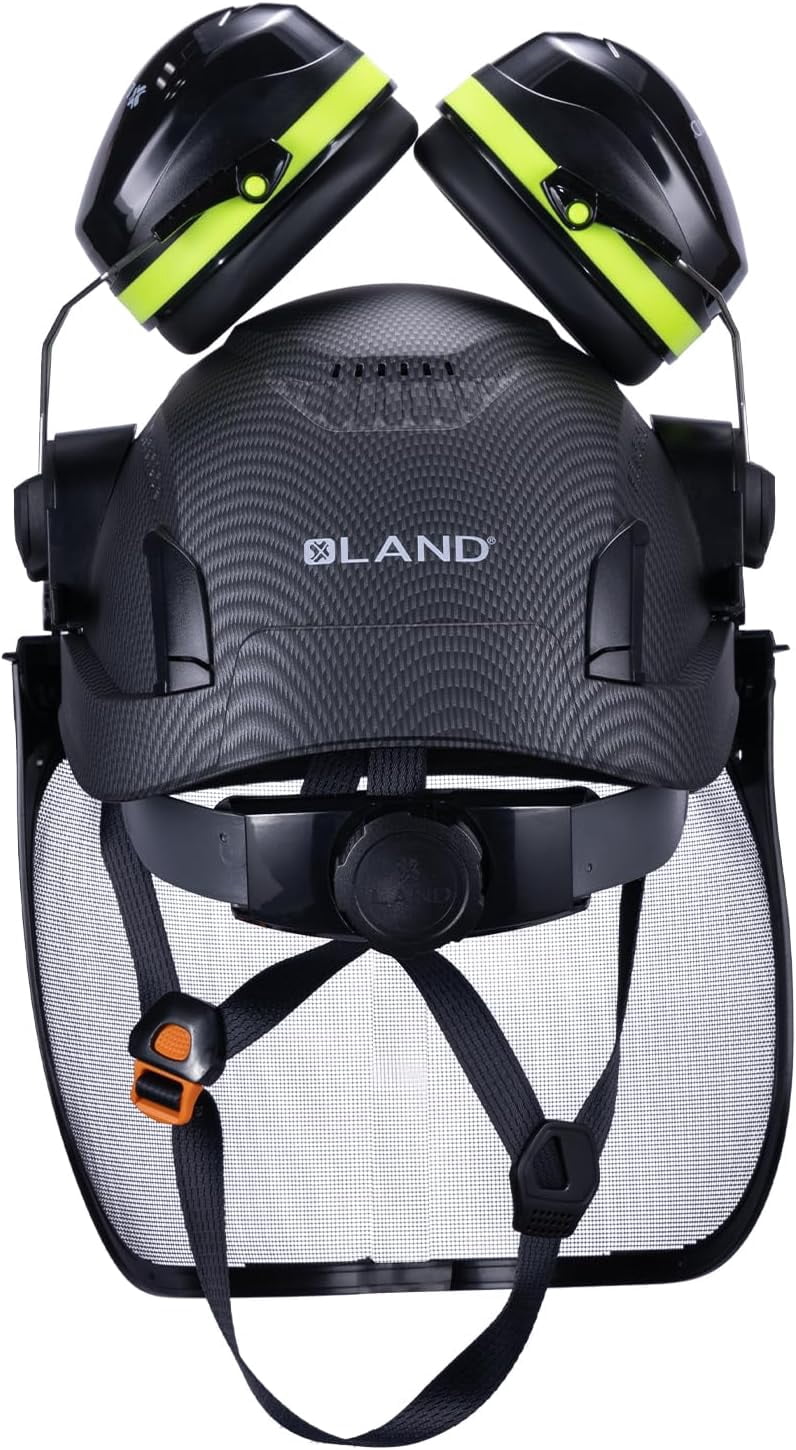 EcoPro Forestry Kit - ANSI Z89.1 Type I Class C Vented - Forestry Helmet Kit with Faceshield & Earmuffs - 3 in 1 Ideal for Arborists - Carbon Fiber