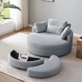thumbnail image 3 of Aukfa 51"W Oversized Barrel Chair Accent Chair with Ottoman for Living Room Bedroom, Linen, Gray, 3 of 9
