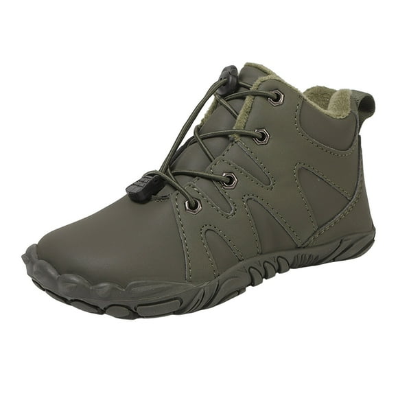 Wxirdiow Toddler Little Boys Girls Cowboy Boots Kids Winter Barefoot Shoes Hike Footwear Barefoot Winter Shoes For Kids Wide Toe Box High Top Snow Boots AG Size,30