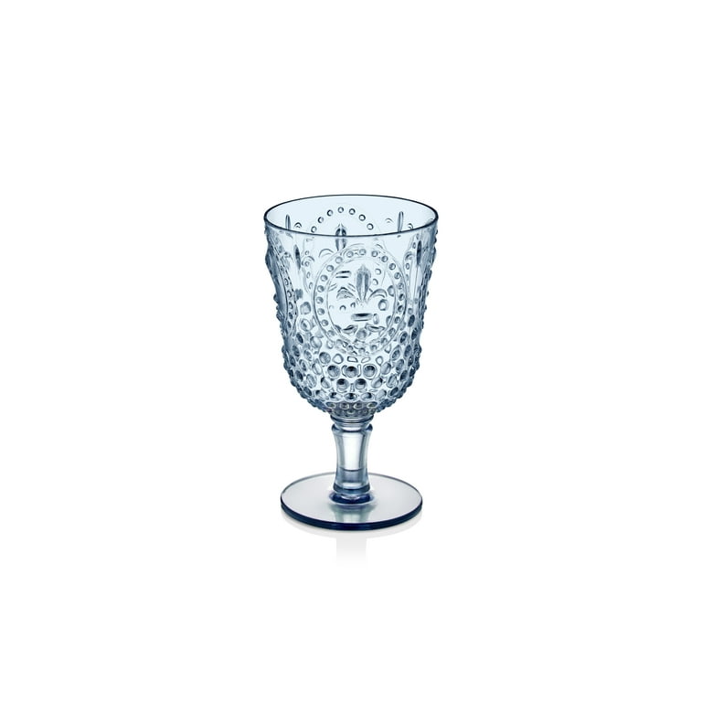 Elle Decor Acrylic Wine Goblets, Set of 4, 15-Ounce, Unbreakable Acrylic Wine  Glasses, Shatterproof Long Stemmed Glasses, Bar Drinking Cups, Blue 