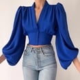 thumbnail image 3 of Suéteres de moda de otoño para mujer, UMfun, blusa informal lisa con cuello en V, manga larga, botones y espalda descubierta, para primavera y otoño., 3 of 4