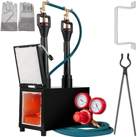 

VEVOR Propane Knife Forge Farrier Furnace with Dual Burners Portable Square Metal Forge with Single Durable Door Large Capacity for Blacksmithing Knife Making Forging Tools and Equipment