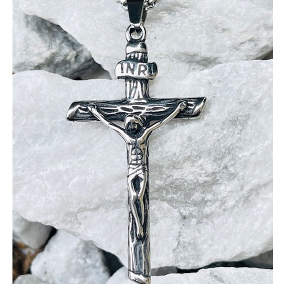 Christ Crucifixion INRI Cross Necklace Christian Jesus Pendant Necklace Holiday Gifts for Women, Men