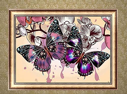 Kit Peinture Diamant 5D Complet - Motif Papillon 40x30 Cm Pour Décoration Murale DIY - Loisir Créatif Anti-stress - 7