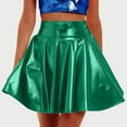 thumbnail image 2 of Lovskoo Women's High Waist Pleated Flared A-Line Mini Short Skirt Club Festival Outfits Green, 2 of 5