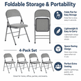 thumbnail image 4 of Alvantor 4-Pack Gray Folding Chairs,Padded PVC Seat and Back,Steel Frame,Portable Seating for Home Office Party Event,330 lbs Capacity, 4 of 11