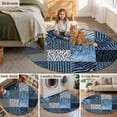 thumbnail image 6 of Animal Print Round Living Room Rugs 5 ft, Rustic Leopard Zebra Tiger Stripes Plaid Blue Washable Area Rug with Non-Slip Sturdy Edge Binding Round Carpet for Entryway Kitchen Bedroom Bathroom, 6 of 9