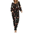 thumbnail image 1 of hirigin Women's Flannel Sleepwear Jumpsuit, Animal Crutch/Gingerbread Man Print Long Sleeve Hood Front Zipper Closure Full Length Romper, 1 of 6